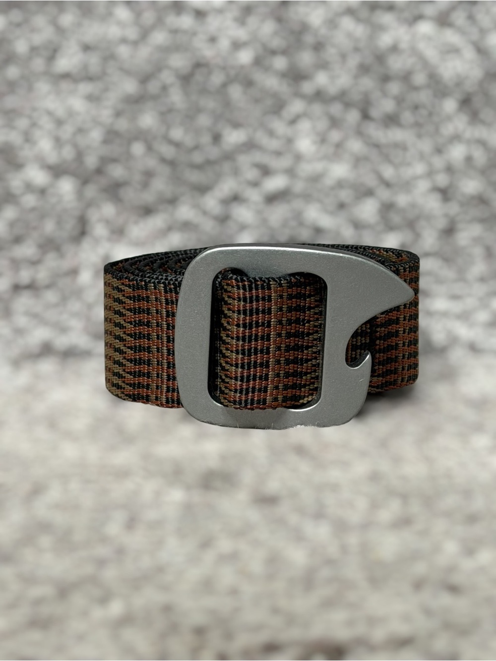 Bison Designs Tap Cap Bottle Opener Belt Earth Tone Woven Gorpcore Hiking 44”